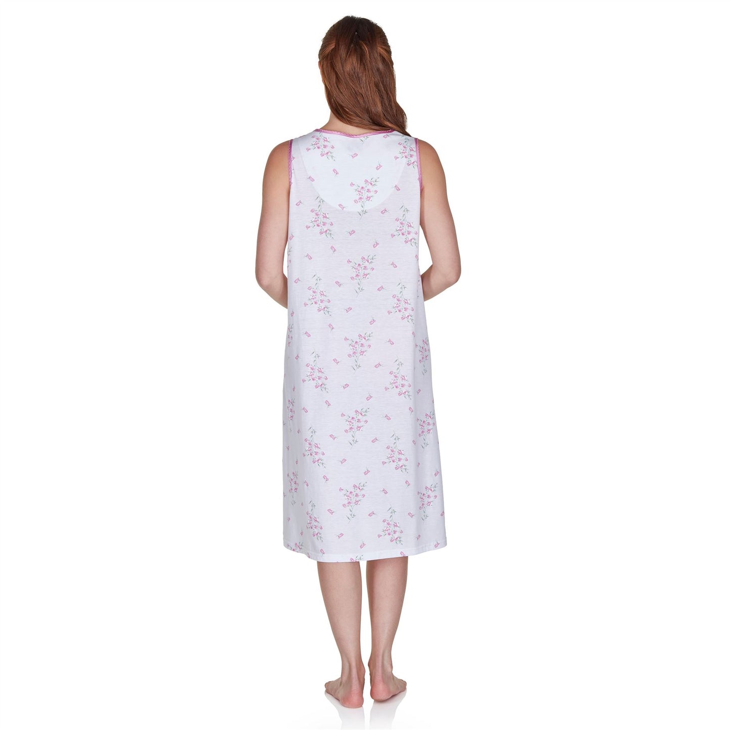 La Marquise Sleeveless Jersey Floral Nightdress - Ivory