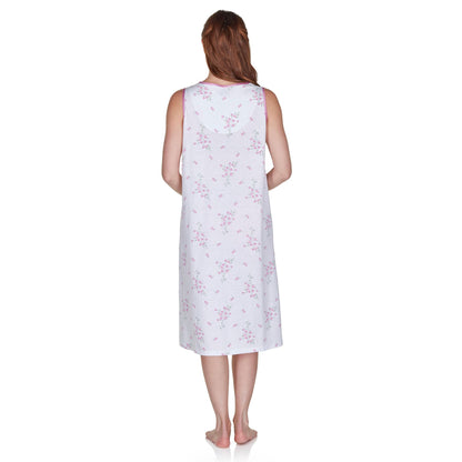 La Marquise Sleeveless Jersey Floral Nightdress - Ivory