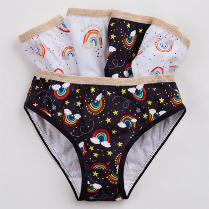 4Kidz Girls Briefs 5 Pack - Rainbows (7-13 Years)