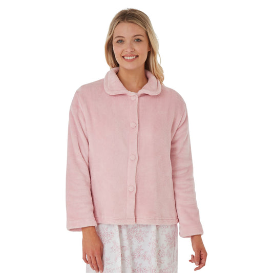 Marlon Womens Coral Fleece Bedjacket - Pink