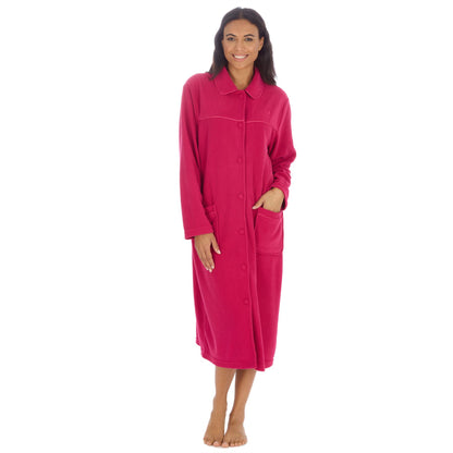 Countess Christie Longer Length Button Housecoat - Raspberry