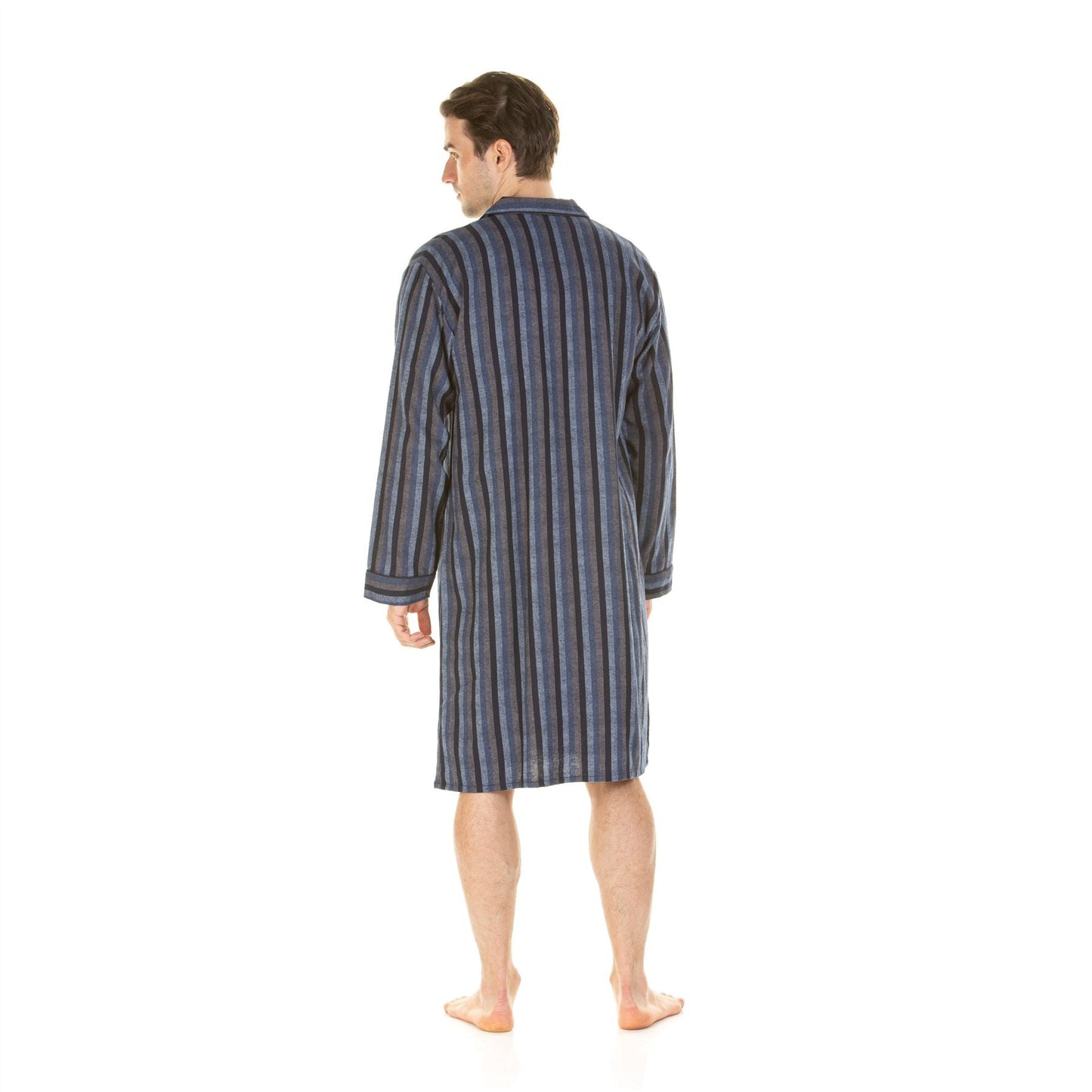 Haigman Mens Brushed Cotton Nightshirt - Blue Stripe Haigman