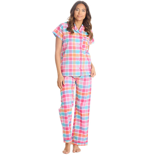 Forever Dreaming Womens Yarn Dyed Woven Check Pyjamas - Mint