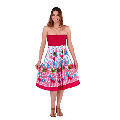 Pistachio Floral Print 2 In 1 Dress - Pink