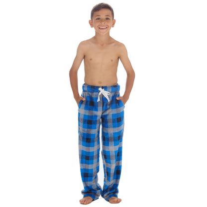 Cargo Bay Boys Fleece Lounge Pants - Royal Check