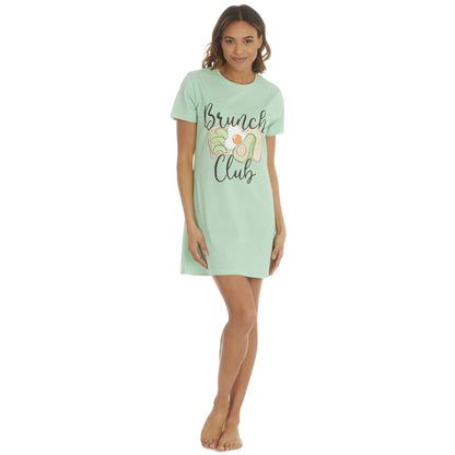 Forever Dreaming Womens 'Brunch Club' Nightdress - Green
