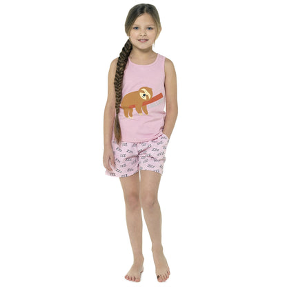 Foxbury Girls Sloth Top and Shorts Pyjama Set