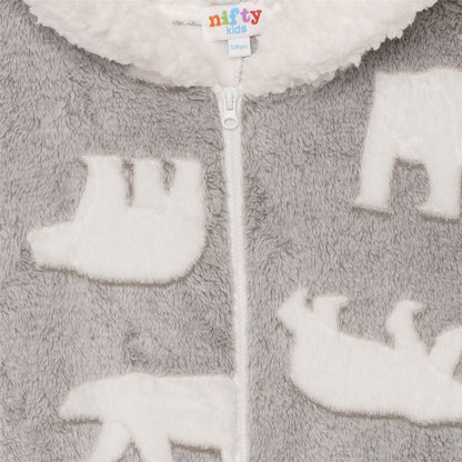 Nifty Kids Polar Bear Fleece Onesie - Grey/White