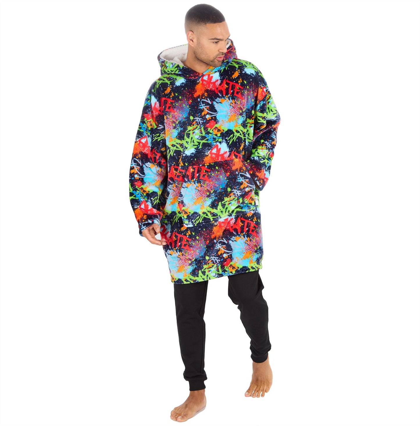 Huggable Hoodie Mens Fleece Oversized Hoodie - Graffiti