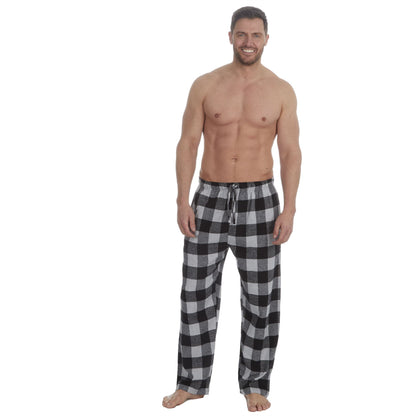 Embargo Mens Check Flannel Lounge Pants - Black/Grey Check