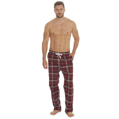 Cargo Bay Mens Yarn Dyed Woven Check Lounge Pants - Burgundy