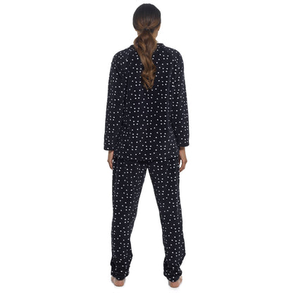 Foxbury Womens Applique Panda Fleece Pyjamas - Black