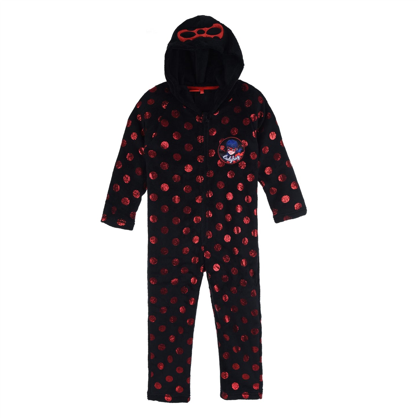 Girls Miraculous Ladybug Fleece Hooded Spot Onesie - Black