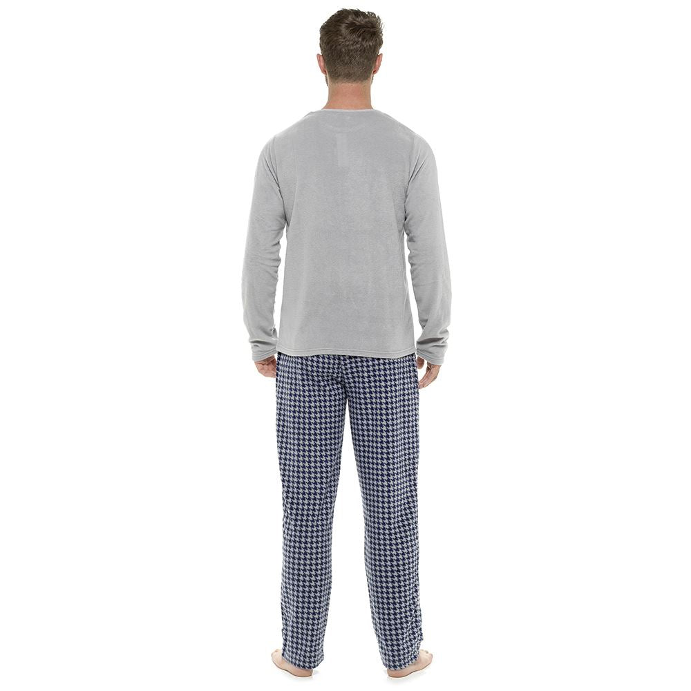 Foxbury Mens Check Fleece Pyjamas - Grey
