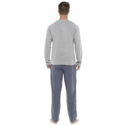 Foxbury Mens Check Fleece Pyjamas - Grey