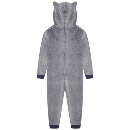 Nifty Kids Husky Dog Fleece Onesie - Blue/Grey