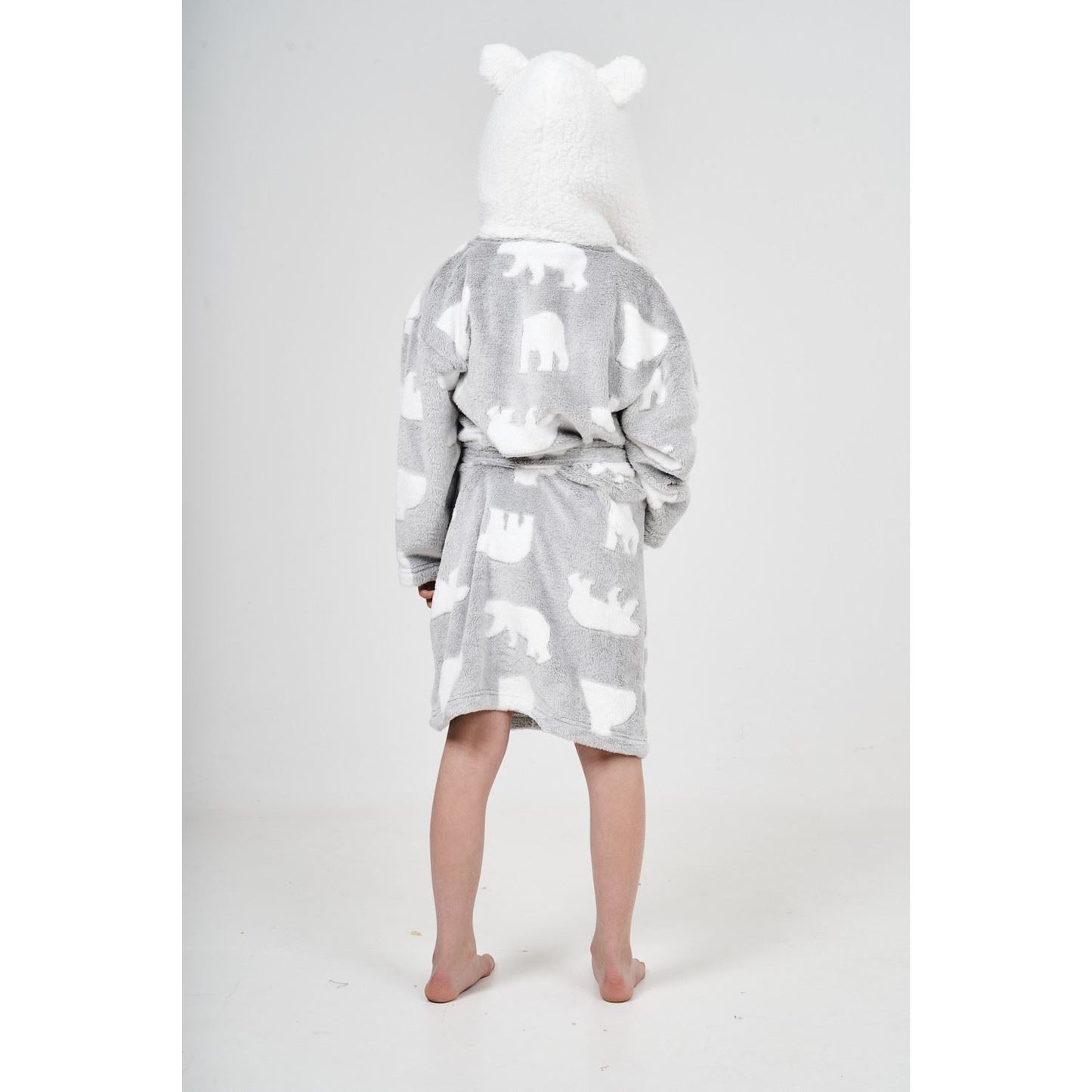Nifty Kids Polar Bear Fleece Robe - Grey/White