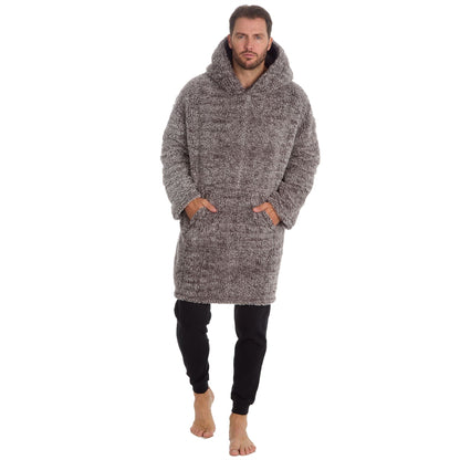 Huggable Hoodie Mens Frosted Sherpa Fleece Oversized Hoodie - Grey Huggable Hoodie
