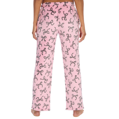 Forever Dreaming Womens Fleece Lounge Pants - Pink/Silver Bows