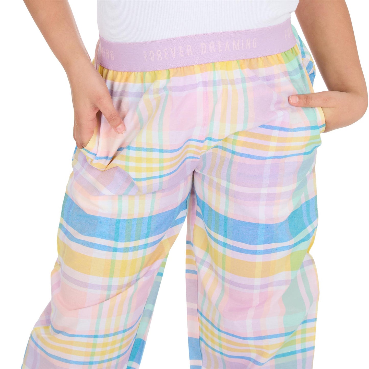 Forever Dreaming Girls Woven Check Lounge Pants - Pink