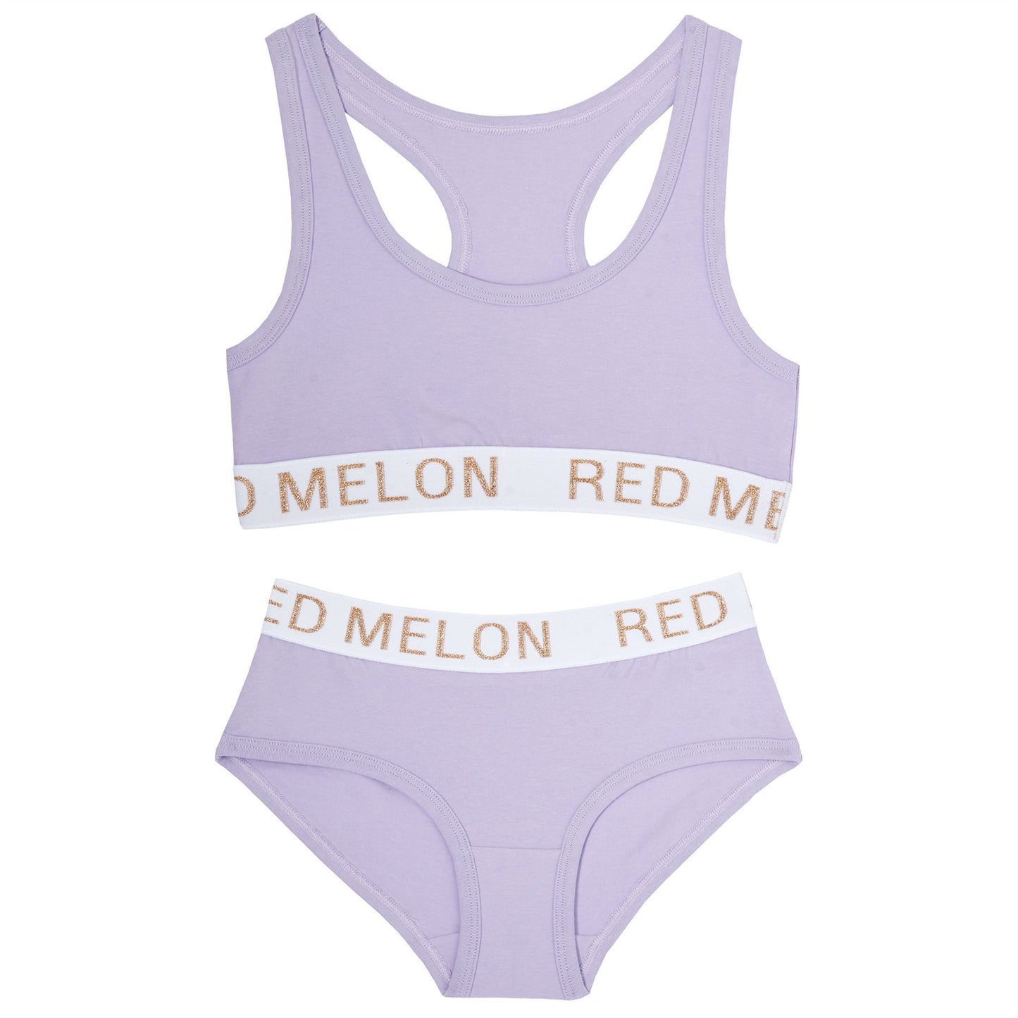 Red Melon Girls Crop Top Bra And Brief Set - Lavender