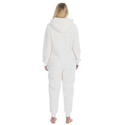 Forever Dreaming Womens Borg Fleece Onesie - Cream