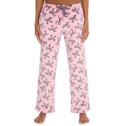 Forever Dreaming Womens Fleece Lounge Pants - Pink/Silver Bows