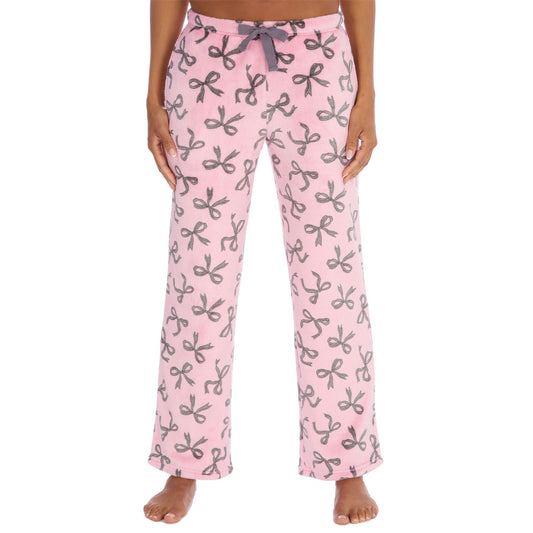 Forever Dreaming Womens Fleece Lounge Pants - Pink/Silver Bows