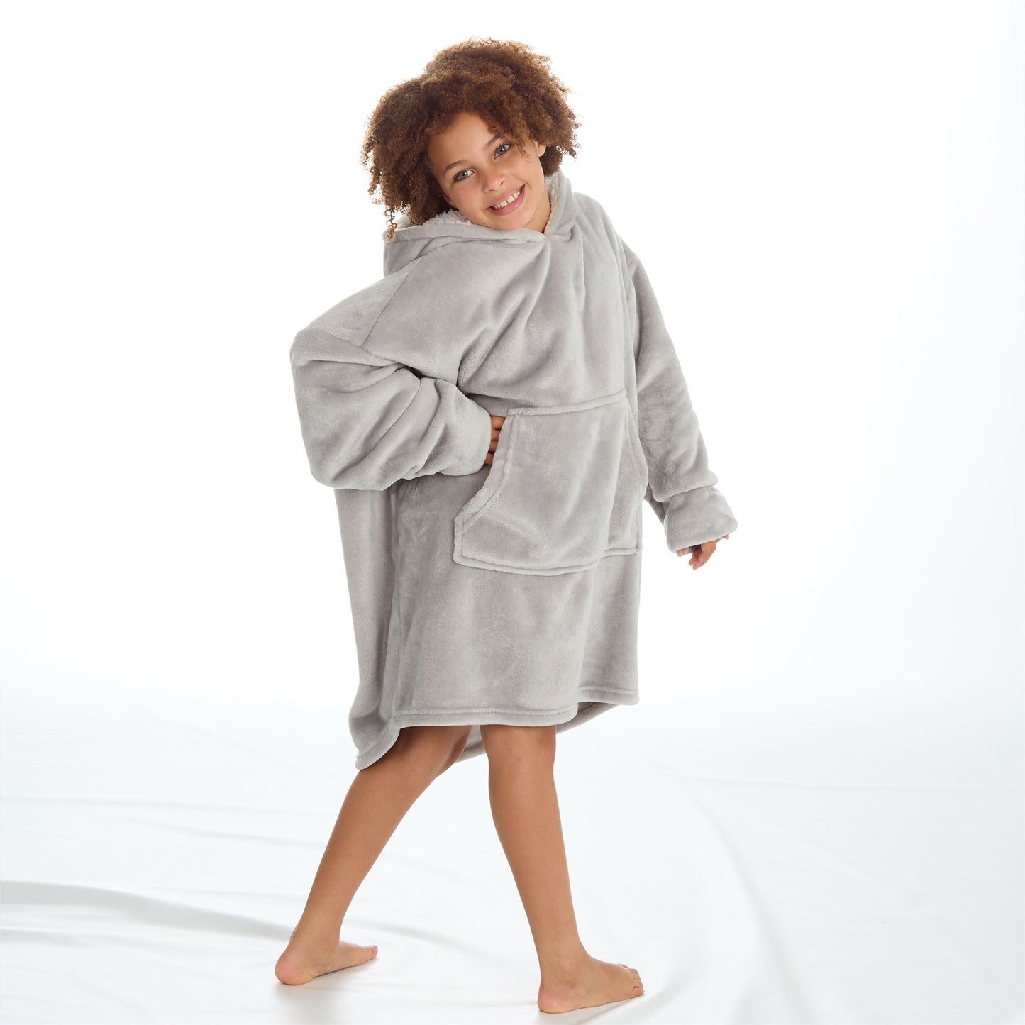 Slumber Party Kids Plush Fleece Oversized Hoodie - Grey