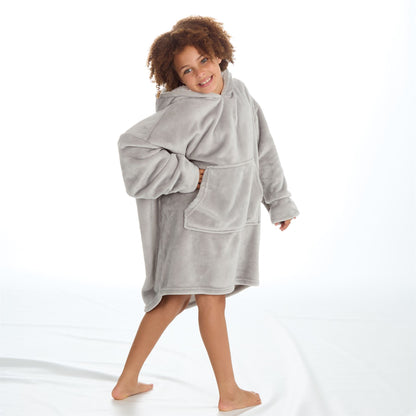 Slumber Party Kids Plush Fleece Oversized Hoodie - Grey