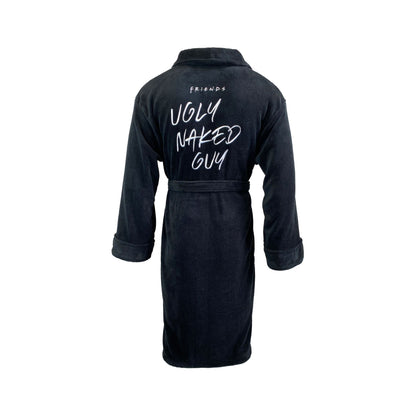 Mens Friends Ugly Naked Guy Fleece Robe - Black