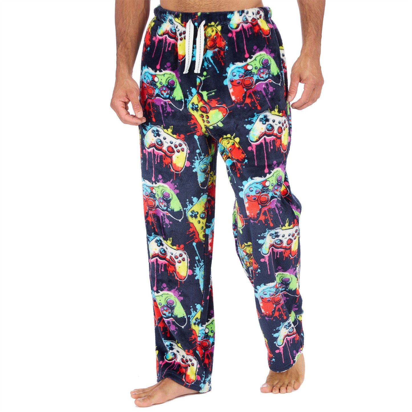 Cargo Bay Mens Fleece Lounge Pants - Navy/Gaming Print