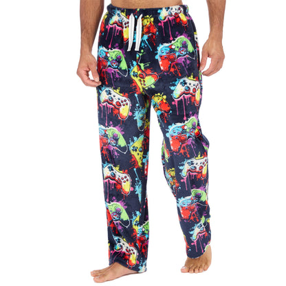 Cargo Bay Mens Fleece Lounge Pants - Navy/Gaming Print