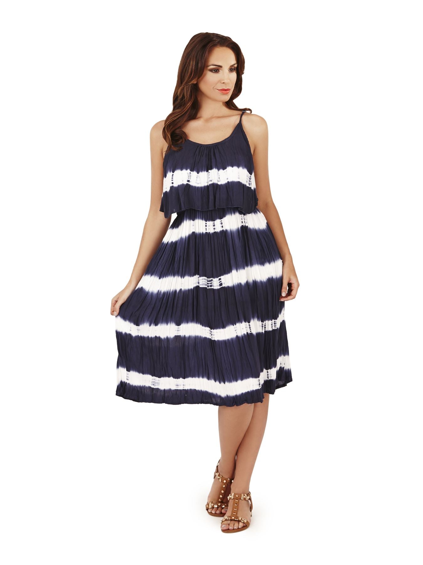 Pistachio Tie Dye Short Dress - Navy