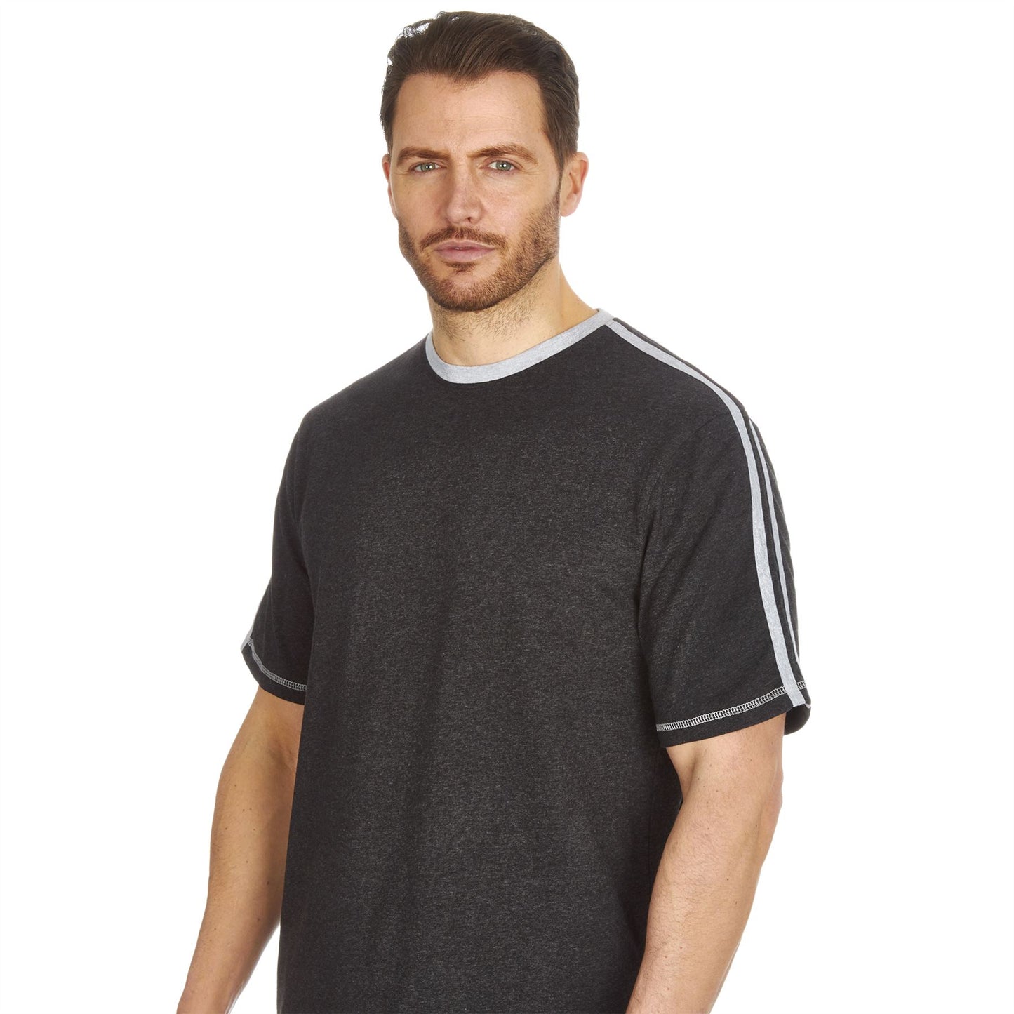 Cargo Bay Mens Contrast Stripe Pyjamas - Grey/Charcoal