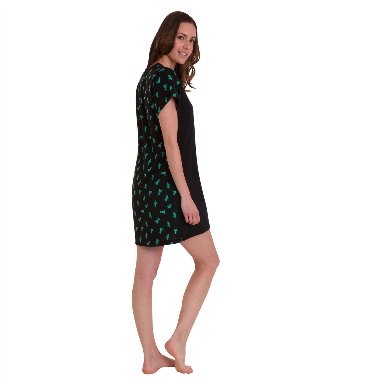 Loungeable Hug Me, I Dare You Nightdress - Black/Green