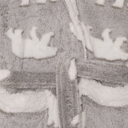 Nifty Kids Polar Bear Fleece Robe - Grey/White