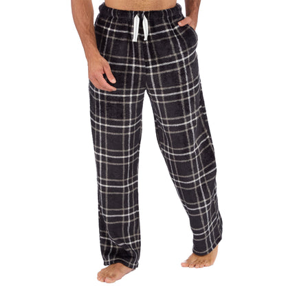 Cargo Bay Mens Fleece Lounge Pants - Black Check
