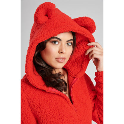 Loungeable Womens Borg Fleece Onesie - Red