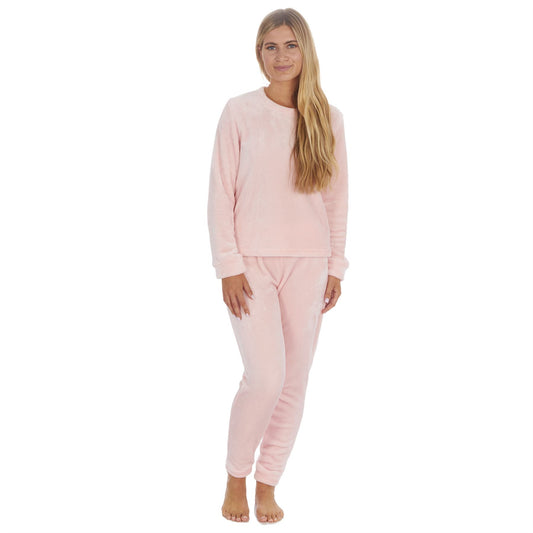 Forever Dreaming Womens Shimmer Flannel Fleece Pyjama Set - Pink