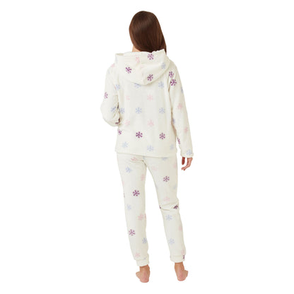 Indigo Sky Womens Snowflake Fleece Pyjamas - Ivory
