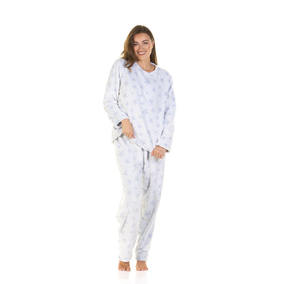 La Marquise Womens Supersoft Fleece Pyjamas - Blue Stars