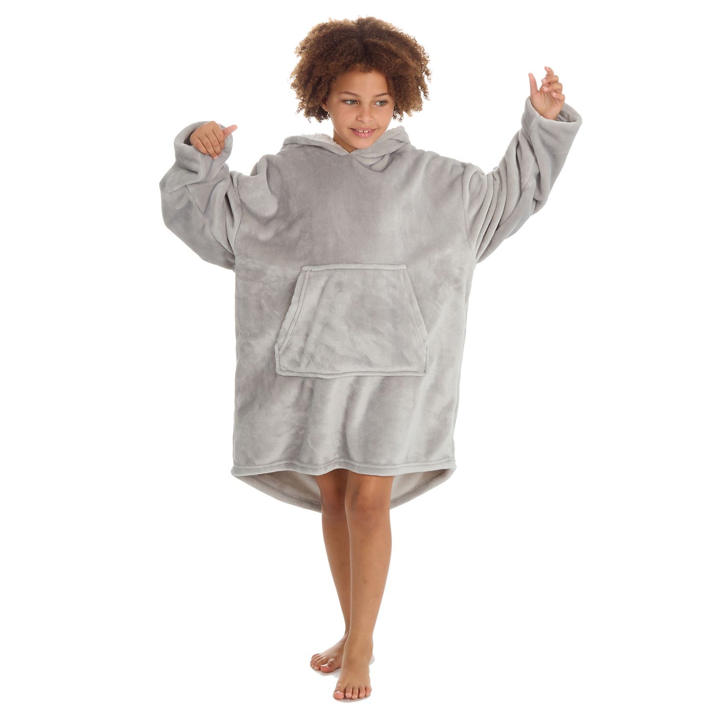 Slumber Party Kids Plush Fleece Oversized Hoodie - Grey