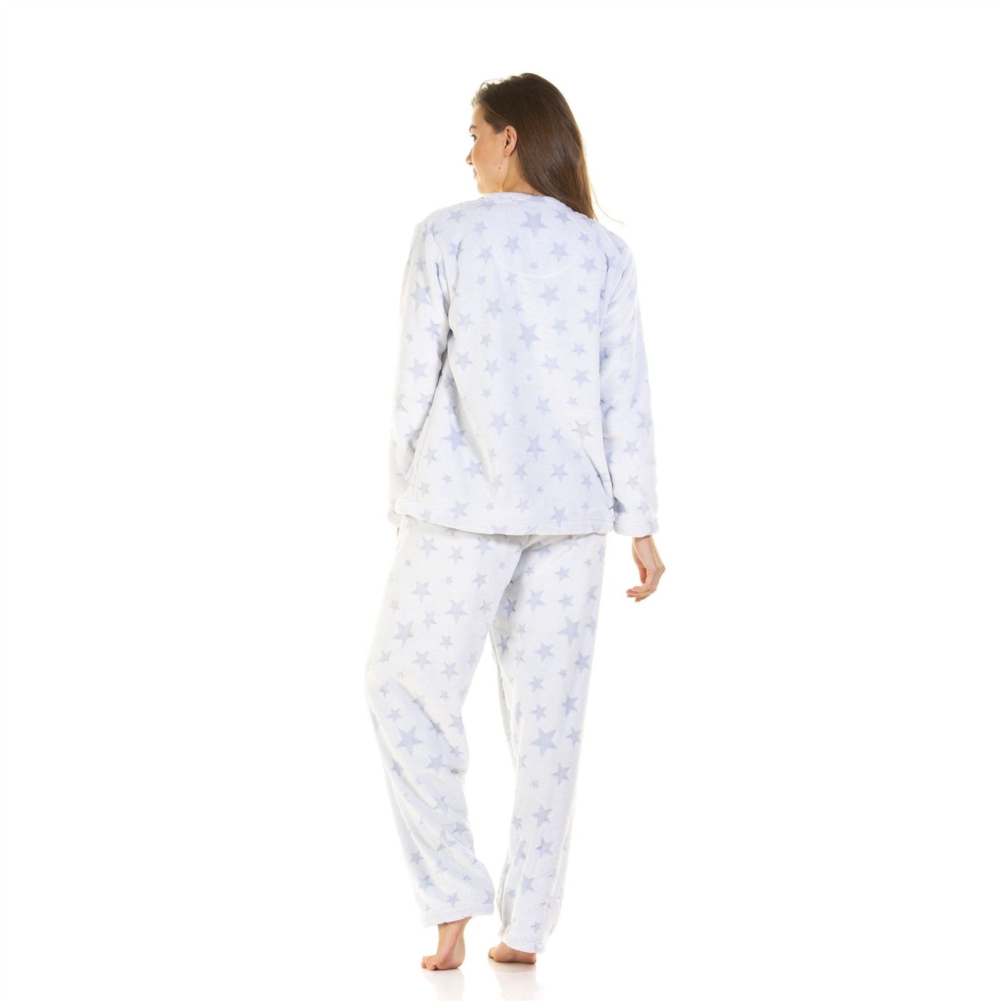 La Marquise Womens Supersoft Fleece Pyjamas - Blue Stars