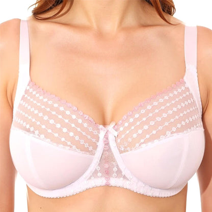 Gemm Full Cup Dots Bra - White/Pink
