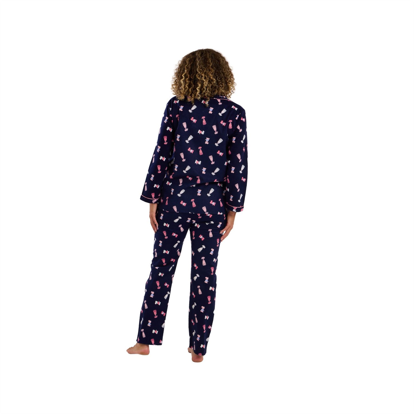 Indigo Sky Womens Dog Print Brushed Cotton Pyjamas - Navy