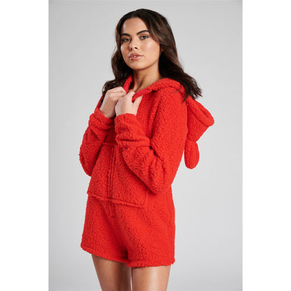 Loungeable Borg Fleece Romper Onesie - Red