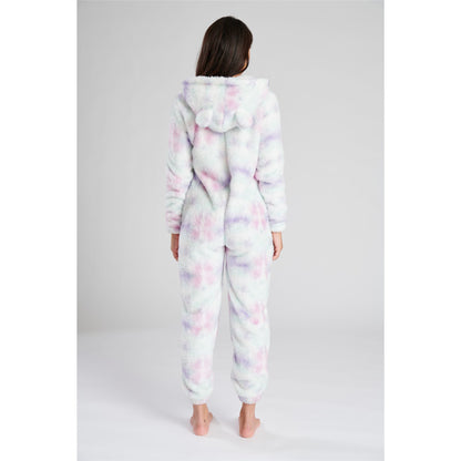 Loungeable Womens Tie Dye Sherpa Fleece Onesie - Pastel