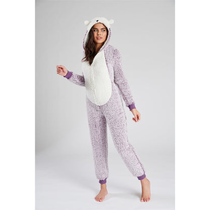 Loungeable Womens Hedgehog Sherpa Fleece Onesie - Lilac