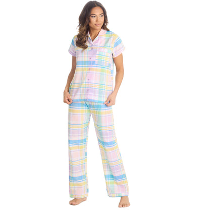 Forever Dreaming Womens Yarn Dyed Woven Check Pyjamas - Pink